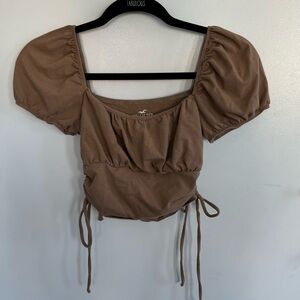 Hollister Tan Puff Sleeve Blouse